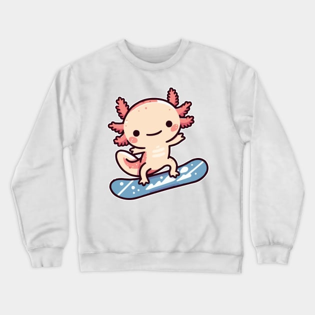 axolotl funny snowboarding Crewneck Sweatshirt by fikriamrullah